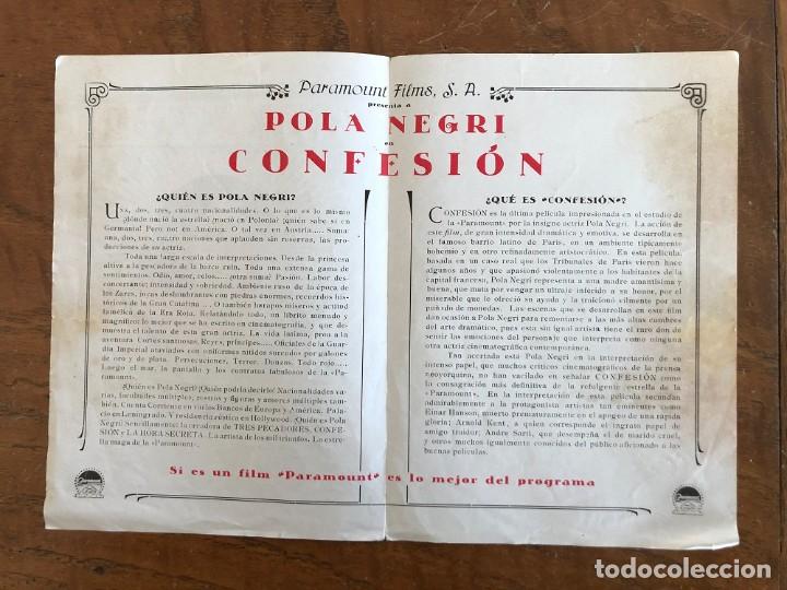 Cine: PROGRAMA DE CINE DOBLE, CONFESI&Oacute;N, POLA NEGRI. - Foto 2