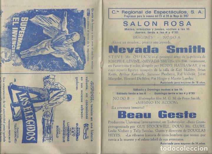 Cine: PROGRAMA DE MANO. NEVADA SMITH, BEAU GESTE SUPERMAN EL INVENCIBLE, LOS ELEGIDOS, IGUALADA 1967 - Foto 1