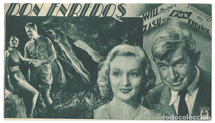Cine: PTCC 101 DON ENREDOS PROGRAMA TARJETA FOX WILL ROGERS ZASU PITTS E - Foto 1