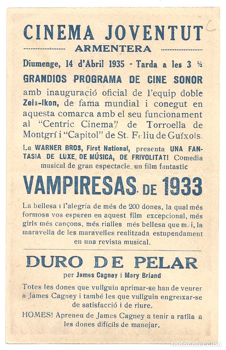 Cine: PTCC 102 VAMPIRESAS DE 1933 PROGRAMA TARJETA WARNER JOAN BLONDELL RUBY KEELER DICK POWELL - Foto 2