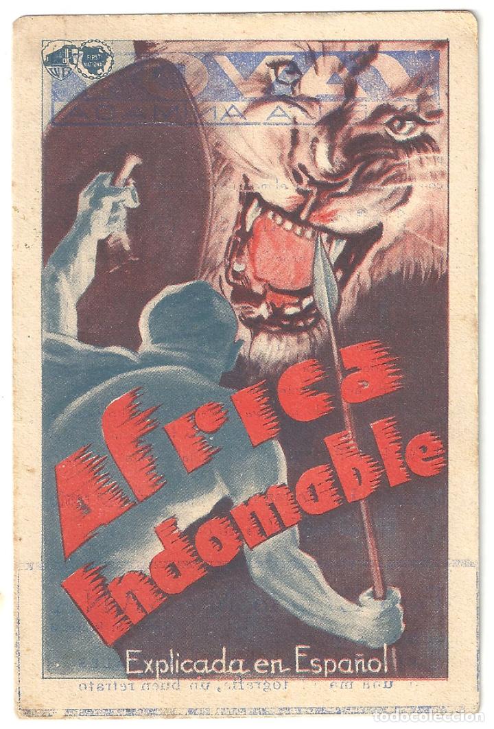 Cine: PTCC 102 AFRICA INDOMABLE PROGRAMA TARJETA WARNER DOCUMENTAL - Foto 1