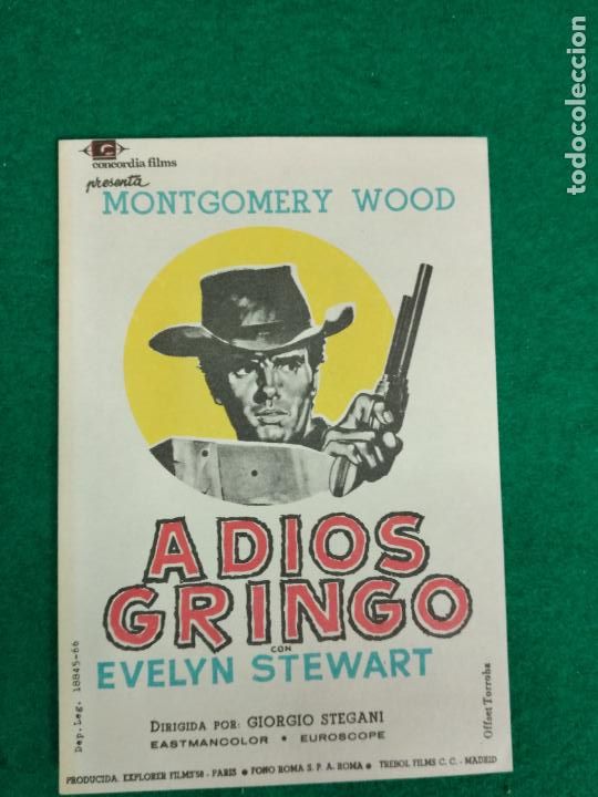 Cine: ADIOS GRINGO. MONTGOMERY WOOD. PROGRAMA DE CINE. - Foto 1