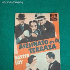 Cine: ASESINATO EN LA TERRAZA PROGRAMA DE CINE TARJETA MGM MYRNA LOY WARNER BAXTER. Lote 299708628