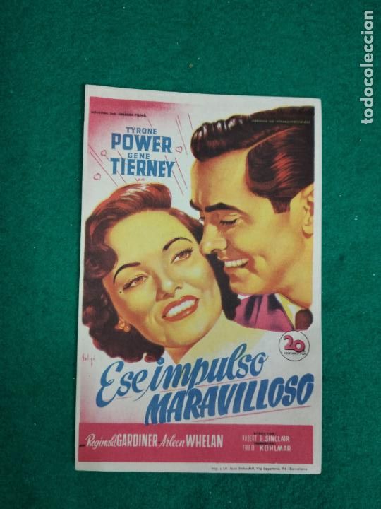 Cine: ESE IMPULSO MARAVILLOSO. TYRONE POWER. PROGRAMA DE CINE. - Foto 1
