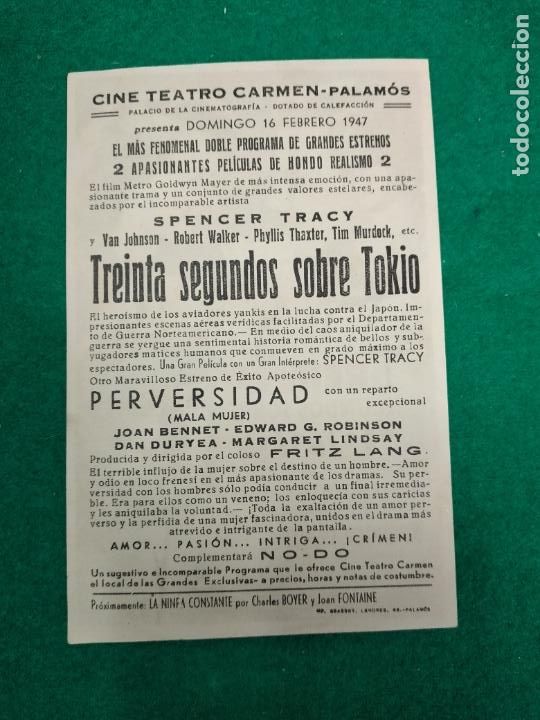 Cine: TREINTA SEGUNDOS SOBRE TOKIO. SPENCER TRACY. PROGRAMAS DE CINE. - Foto 2