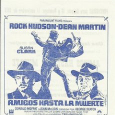 Cine: PTCC 104 AMIGOS HASTA LA MUERTE PROGRAMA LOCAL ROCK HUDSON DEAN MARTIN MAC. Lote 300075928