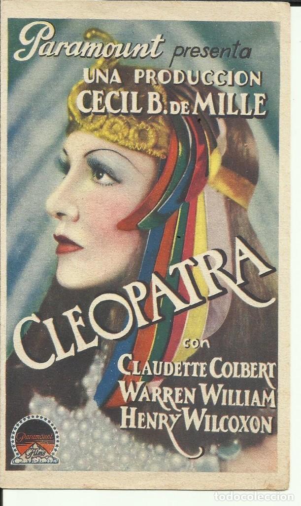 Cine: PTCC 103 CLEOPATRA PROGRAMA DOBLE PARAMOUNT CLAUDETTE COLBERT CECIL B. DEMILLE - Foto 1