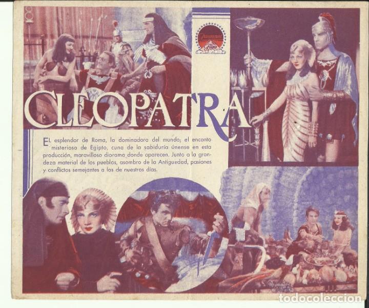 Cine: PTCC 103 CLEOPATRA PROGRAMA DOBLE PARAMOUNT CLAUDETTE COLBERT CECIL B. DEMILLE - Foto 2