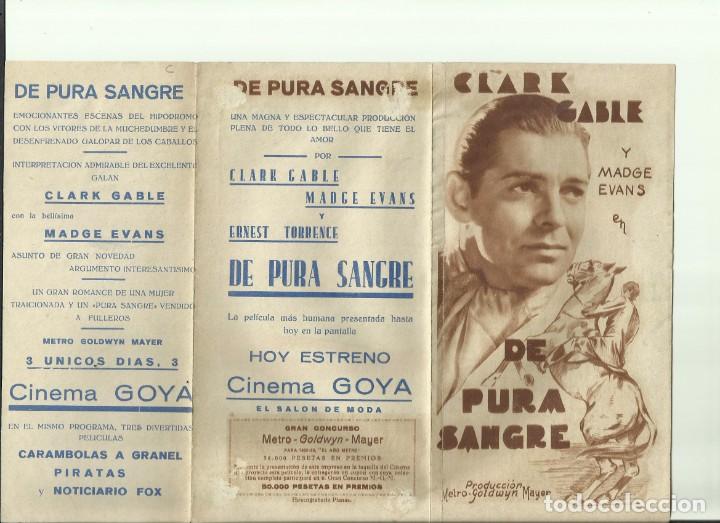 Cine: PTCC 085 DE PURA SANGRE PROGRAMA TRIPLE MGM CLARK GABLE MADGE EVANS - Foto 3 - 300442608