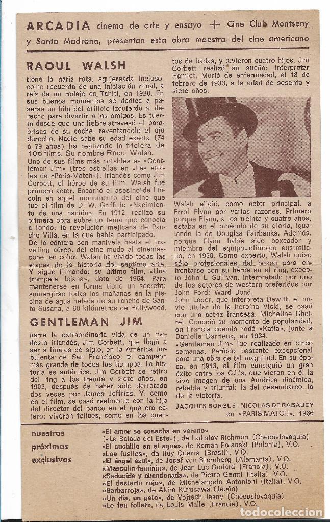 Cine: Gentleman Jim Arcadia Vacaciones de 1967 cinema de arte y ensayo Tuset 14 Barcelona - Foto 2 - 300594983