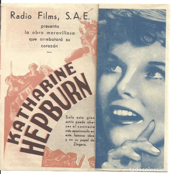 Cine: PTEB 070 SANGRE GITANA PROGRAMA DOBLE RKO KATHARINE HEPBURN JOHN BEAL - Foto 1