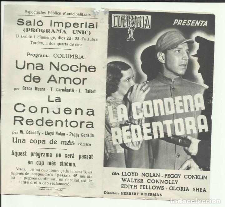 Cine: PTCC 107 LA CONDENA REDENTORA PROGRAMA DOBLE COLUMBIA LLOYD NOLAN - Foto 1