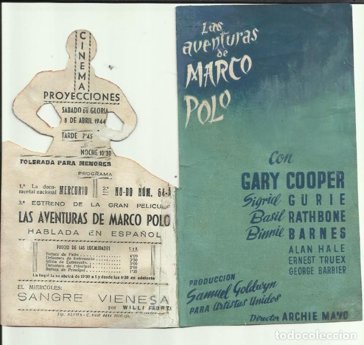 Cine: PTCC 107 LAS AVENTURAS DE MARCO POLO PROGRAMA DOBLE TROQUELADO PROCINES GARY COOPER - Foto 2