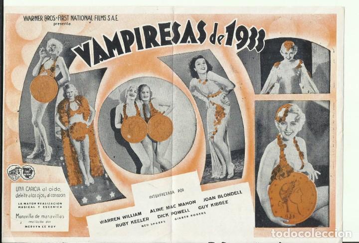 Cine: PTCC0 86 VAMPIRESAS DE 1933 PROGRAMA DOBLE WARNER JOAN BLONDELL RUBY KEELER DICK POWELL - Foto 2