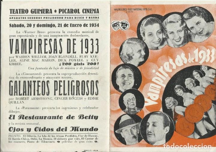 Cine: PTCC0 86 VAMPIRESAS DE 1933 PROGRAMA DOBLE WARNER JOAN BLONDELL RUBY KEELER DICK POWELL - Foto 3