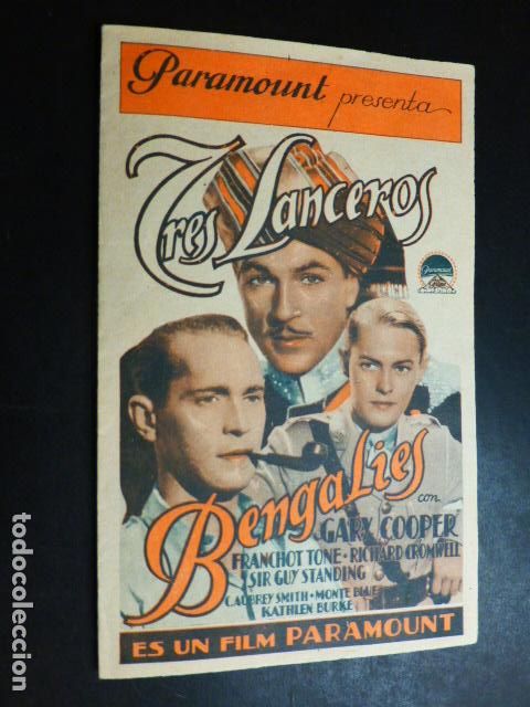 Cine: TRES LANCEROS PROGRAMA DE MANO DOBLE SIN PUBLICIDAD - Foto 1