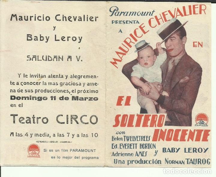 Cine: PTCC 108 EL SOLTERO INOCENTE PROGRAMA DOBLE PARAMOUNT MAURICE CHEVALIER - Foto 1