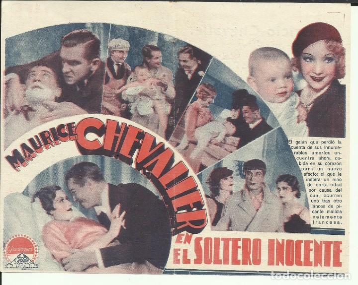 Cine: PTCC 108 EL SOLTERO INOCENTE PROGRAMA DOBLE PARAMOUNT MAURICE CHEVALIER - Foto 2