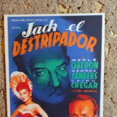 Cine: FOLLETO DE MANO DE LA PELICULA JACK EL DESTRIPADOR CON PUBLICIDAD. Lote 301394388