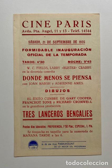 Cine: TRES LANCEROS BENGALIES. DOBLE PARAMOUNT. GARY COOPER. CON CINE. IMPECABLE - Foto 3