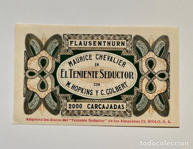 Cine: EL TENIENTE SEDUCTOR. PROGRAMA BILLETE PARAMOUNT. MAURICE CHAVALIER. PERFECTO ESTADO - Foto 2
