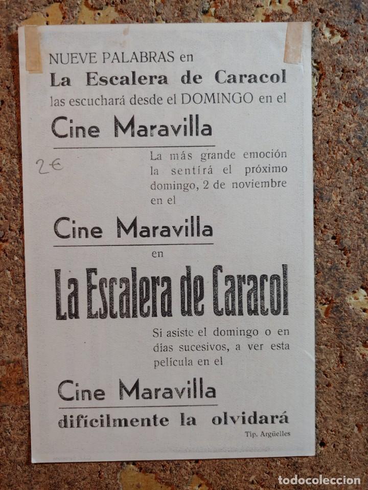 Cine: FOLLETO DE MANO DE LA PELICULA LA ESCALERA DE CARACOL CON PUBLICIDAD - Foto 2 - 304158893