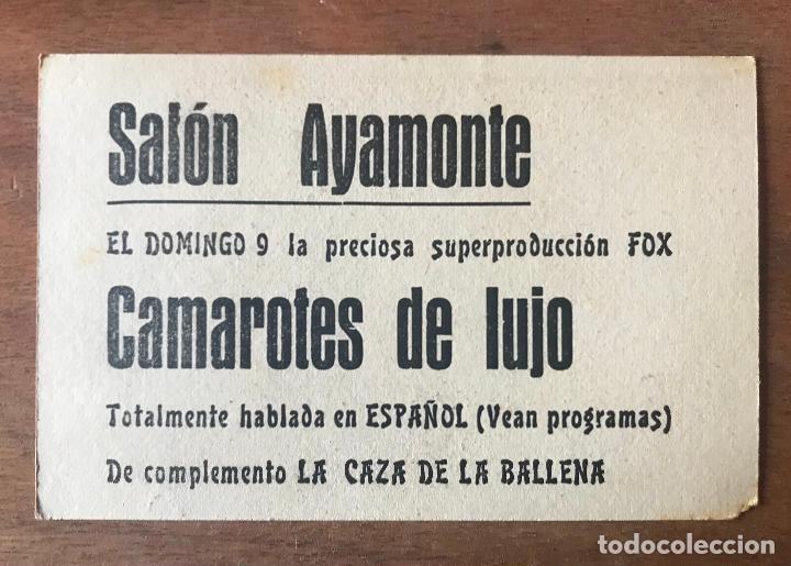 Cine: Camarotes de lujo, 1932. Trasera: Sal&oacute;n Ayamonte - Foto 2