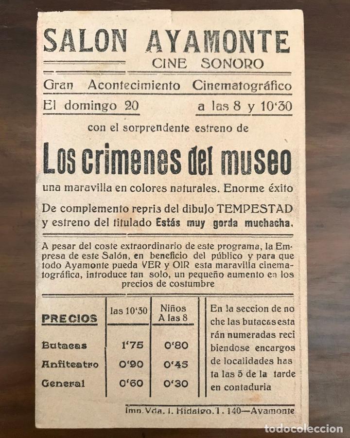 Cine: Los crímenes del Museo, 1934 Trasera: Salón Ayamonte Cine sonoro - Foto 2 - 304488973