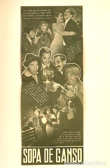 Cine: SOPA DE GANSO. PROGRAMA DOBLE PARAMOUNT CON LOS HERMANOS MARX. PERFECTO ESTADO - Foto 2