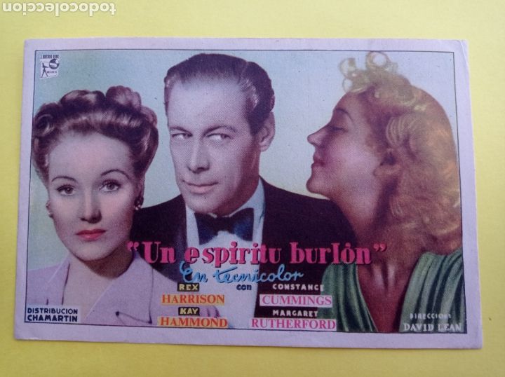 Cine: Folleto mano ,PROGRAMA UN ESPIRITU BURLON .- REX HARRISON - Foto 1