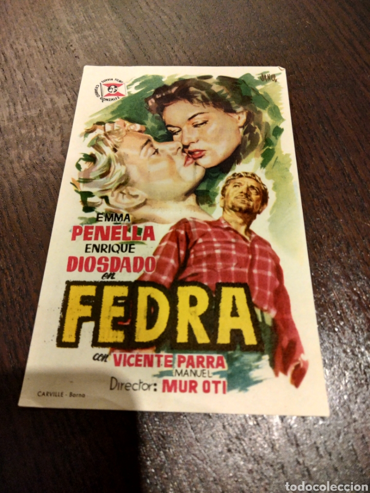 Kino: Folleto Fedra Vicente Parra Emma Penella Enrique Diosdado Cine Avenida