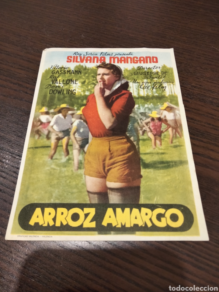 Folhetos de m&atilde;o de filmes antigos de cinema: Folleto Arroz Amargo - Silvana Mangano