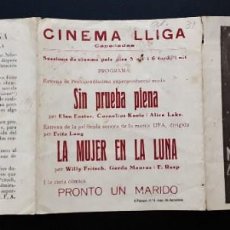 Cine: LA MUJER EN LA LUNA, FRITZ LANG. SOBRE 1930, PROGRAMA TRIPTICO. Lote 305191038