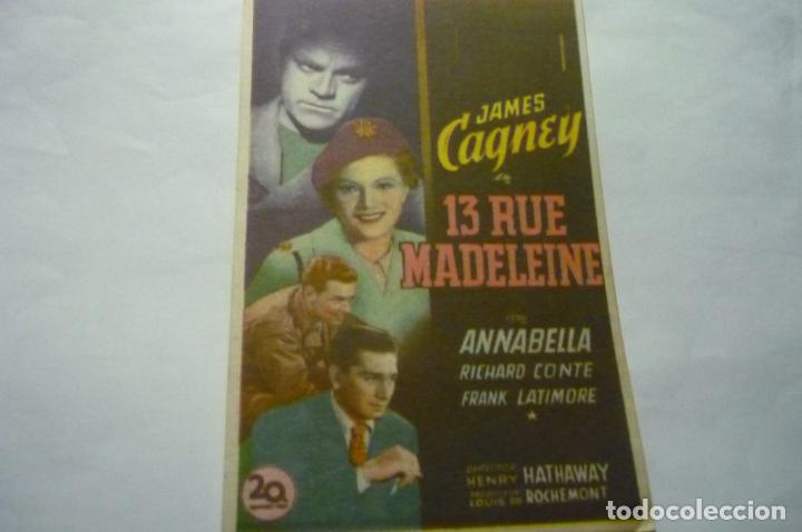  Flyers Publicitaires de films Anciens: programa 13 rue madeleina.-james cagney