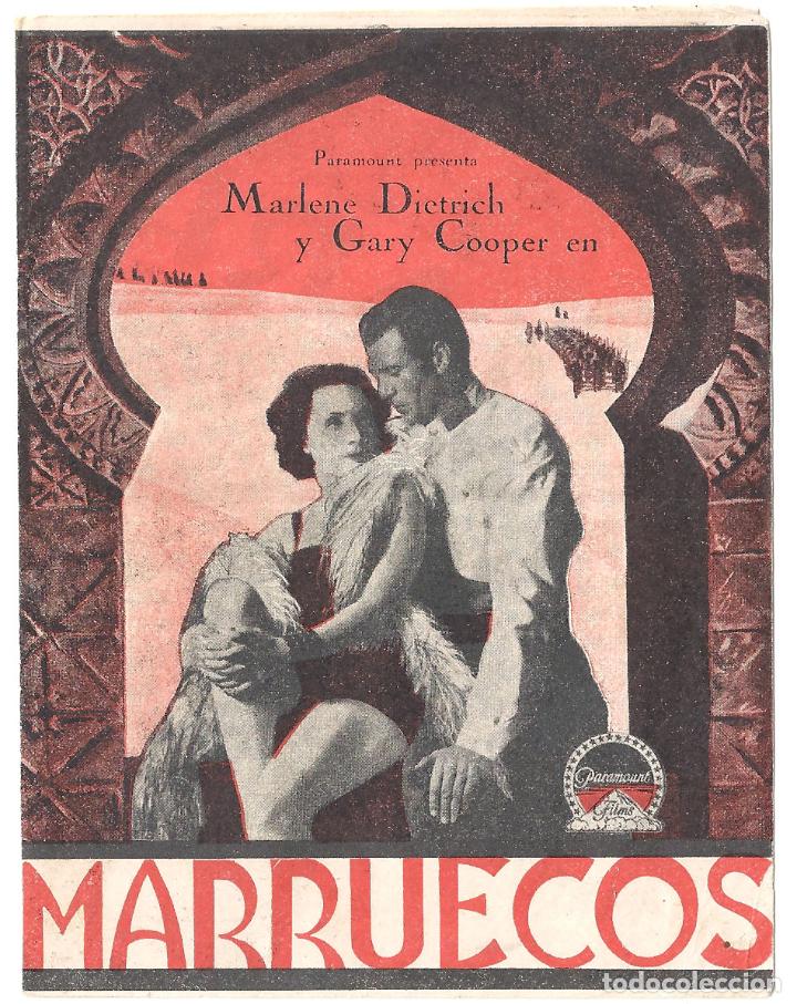 Cine: PTCC0 87 MARRUECOS PROGRAMA DOBLE PARAMOUNT MARLENE DIETRICH GARY COOPER LEGION - Foto 1