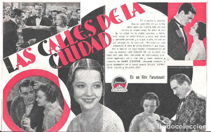 Cine: PTCC 110 LAS CALLES DE LA CIUDAD PROGRAMA DOBLE PARAMOUNT GARY COOPER SYLVIA SIDNEY PAULETTE GODDARD - Foto 3