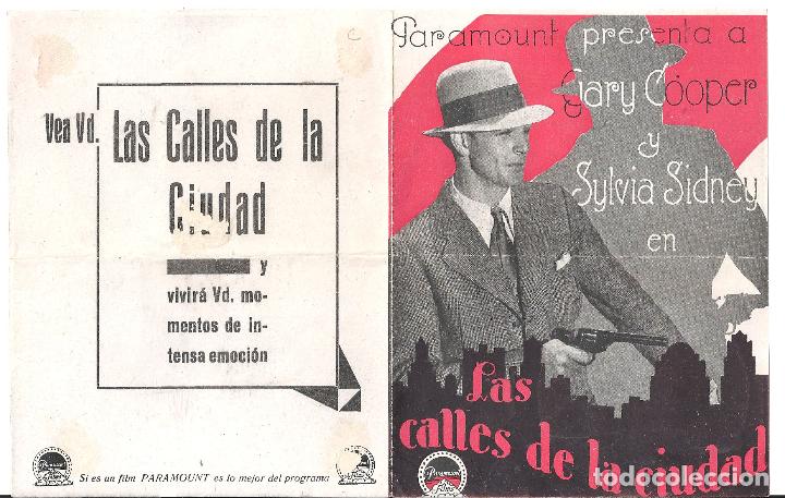 Cine: PTCC 110 LAS CALLES DE LA CIUDAD PROGRAMA DOBLE PARAMOUNT GARY COOPER SYLVIA SIDNEY PAULETTE GODDARD - Foto 2