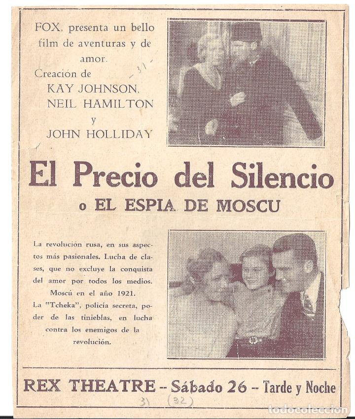 Cine: PTCC 111 EL ESPIA PROGRAMA SENCILLO URUGUAYO FOX KAY JOHNSON NEIL HAMILTON - Foto 2