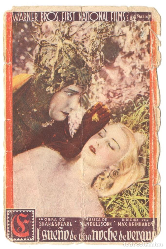 Cine: PROGRAMA DE CINE - SUE&Ntilde;OS DE UNA NOCHE DE VERANO - 1936 - CLAV&Eacute; PALACE - MATARO - Foto 1