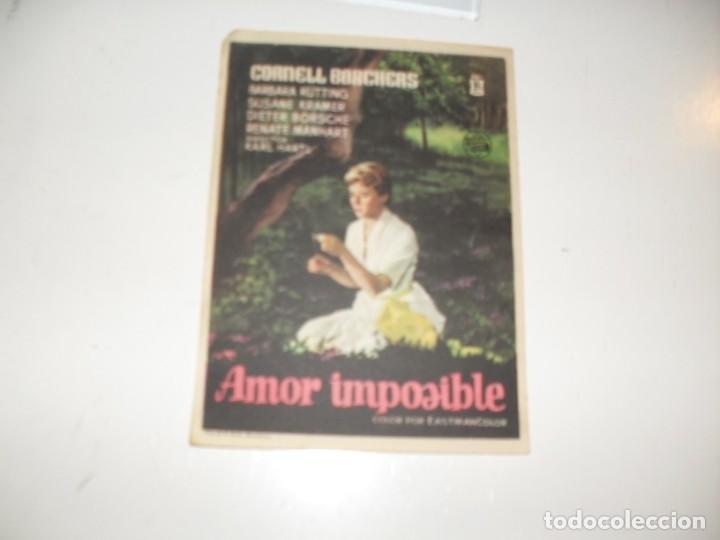 Cine: programa de mano sencillo,sin texto publicitario .titulo: AMOR IMPOSIBLE.