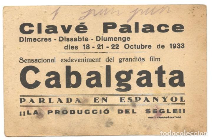 Cine: CABALGATA - FOX - CLAV&Eacute; PALACE MATAR&Oacute; - 1933 - Foto 2