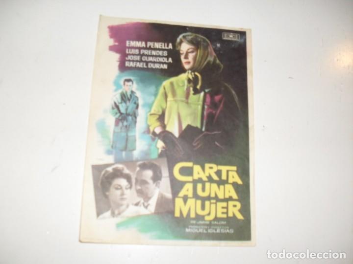 Cine: programa de mano sencillo,sin texto publicitario .titulo: CARTA A UNA MUJER.