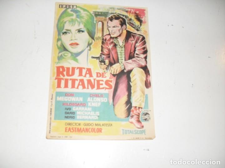 Cine: programa de mano sencillo,sin texto publicitario .titulo: RUTA DE TITANES.