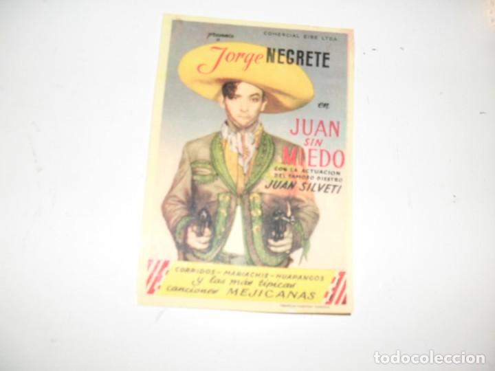 Cine: programa de mano sencillo,sin texto publicitario .titulo:JUAN SIN MIEDO.