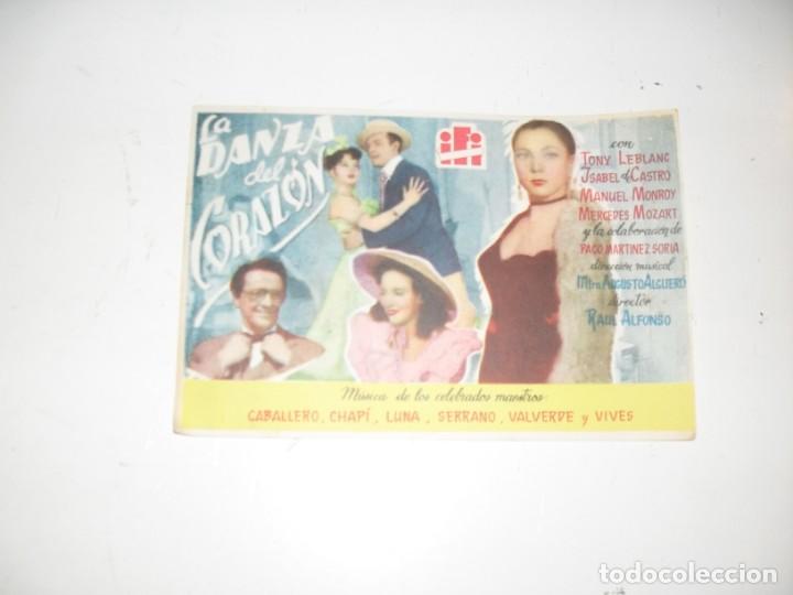 Cine: programa de mano sencillo,sin texto publicitario .titulo: LA DANZA DEL CORAZON.