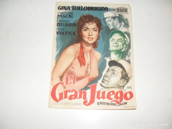 Cine: programa de mano sencillo,sin texto publicitario .titulo: EL GRAN JUEGO.