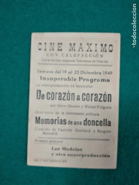 Cine: DE CORAZON A CORAZON. GREER GARSON - WALTER PIDGEON. PROGRAMA DE CINE CON PUBLICIDAD. - Foto 2