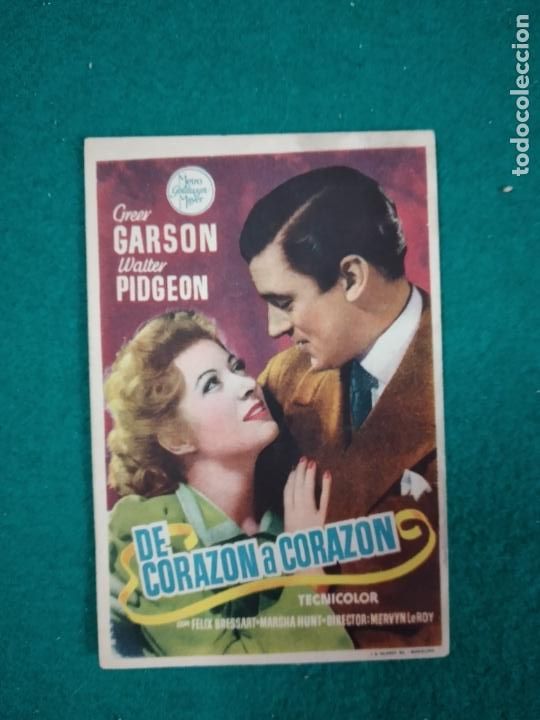 Cine: DE CORAZON A CORAZON. GREER GARSON - WALTER PIDGEON. PROGRAMA DE CINE CON PUBLICIDAD. - Foto 1