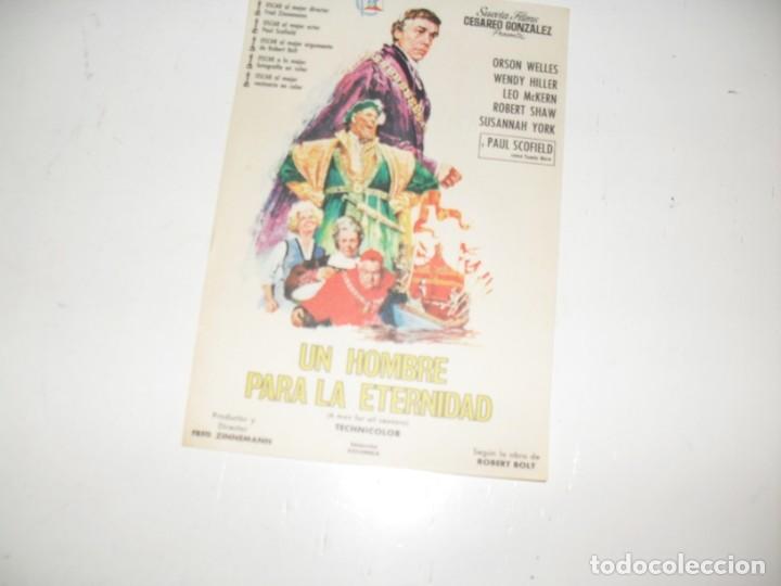 Kino: programa de mano sencillo,sin texto publicitario .titulo UN HOMBRE PARA LA ETERNIDAD.