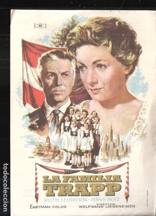 Folhetos de m&atilde;o de filmes antigos de cinema: La Familia Trapp. Gran Cinema Vesa. Vitoria.